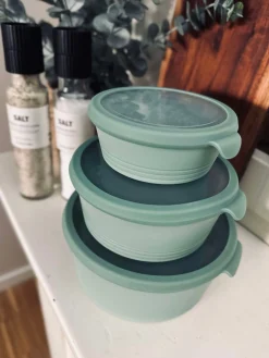 Skåle med låg - Sæt af 3 skåle Grøn