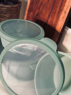 Skåle med låg - Sæt af 3 skåle Grøn