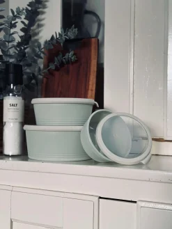 Skåle med låg - sæt af 3 skåle - Hvid