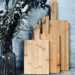 Skærebræt med snor - 3 stk i bambus
