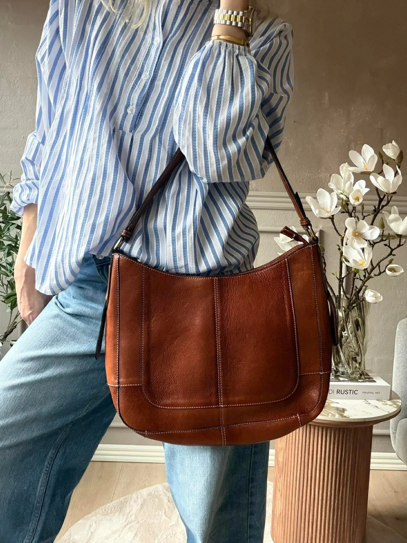 Skuldertaske Neri Small - Walnut