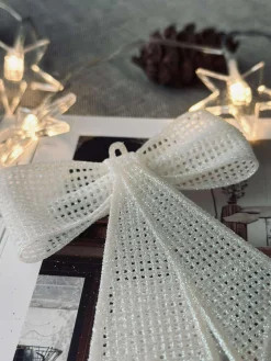 Sløjfe glitter - White