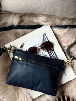 Smuk læder clutch - LADY Midnight Blue