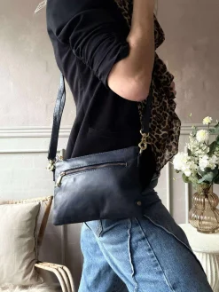 Smuk læder clutch - LADY Midnight Blue