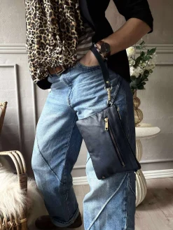 Smuk læder clutch - LADY Midnight Blue