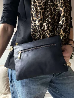 Smuk læder clutch - LADY Midnight Blue