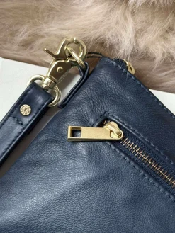 Smuk læder clutch - LADY Midnight Blue