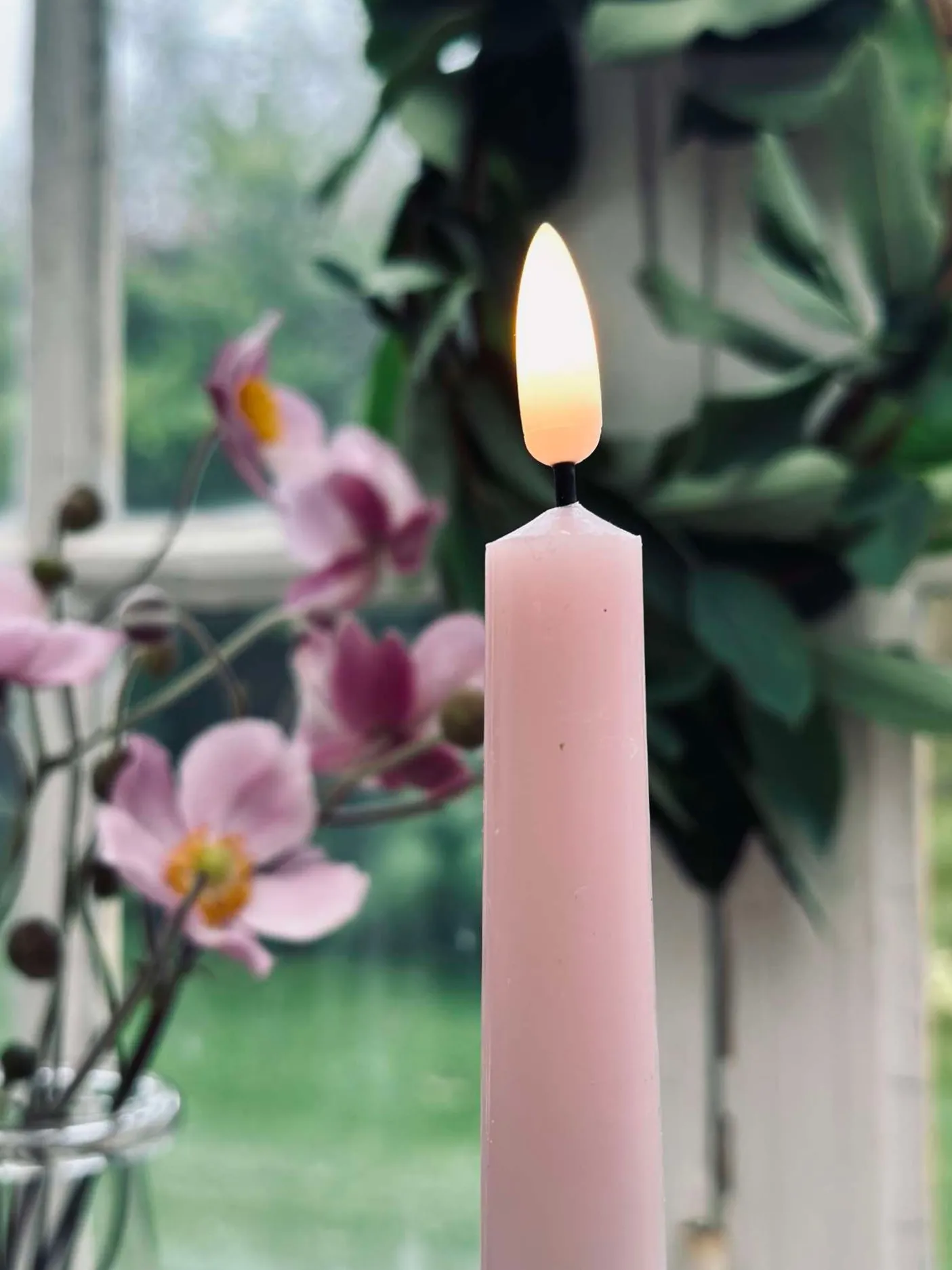 Stagelys / Sæt med 2 stk og fjernbetjening – Rosa 24 cm