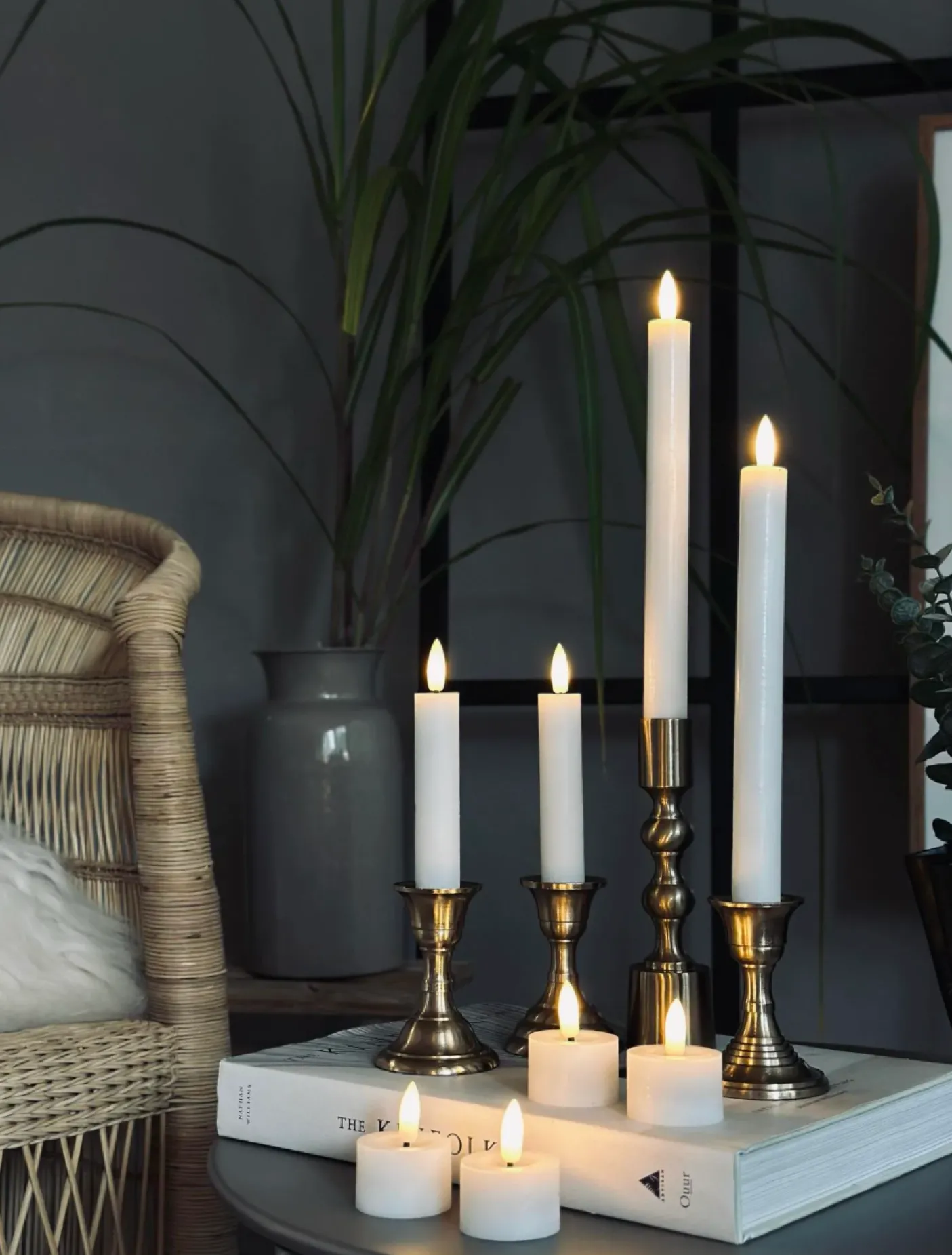 Stagelys Hvid 2 stk. - Flere størrelser