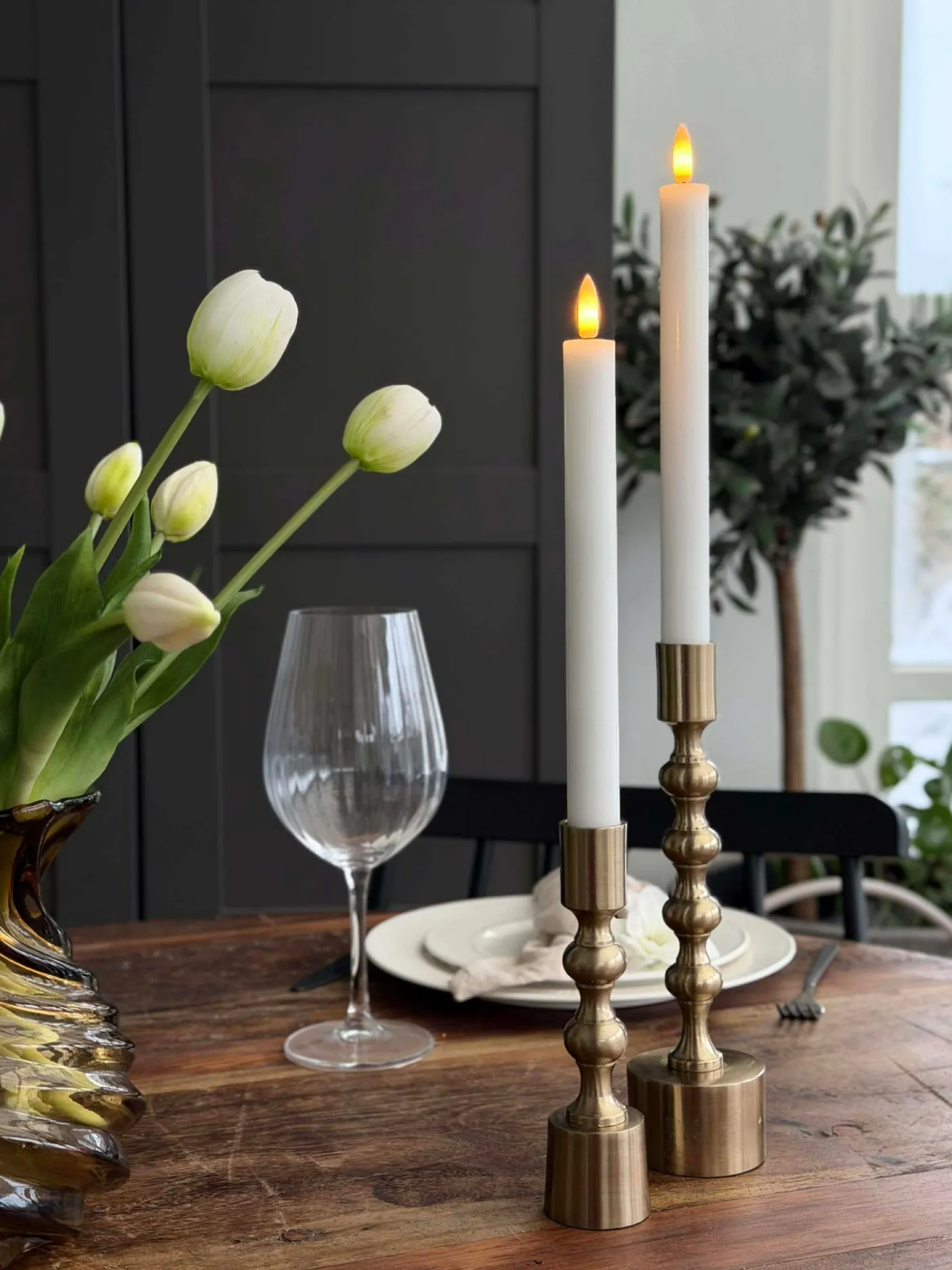 Stagelys Hvid 2 stk. - Flere størrelser