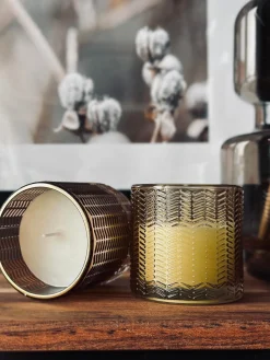 Stearinlys i farvet glas