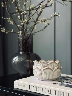 Stearinlys Lotus - Beige cotton