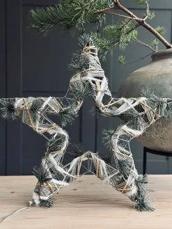 Stjerne med LED lys og gran - 40cm