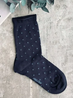 Strømper Bambus - Navy Dot
