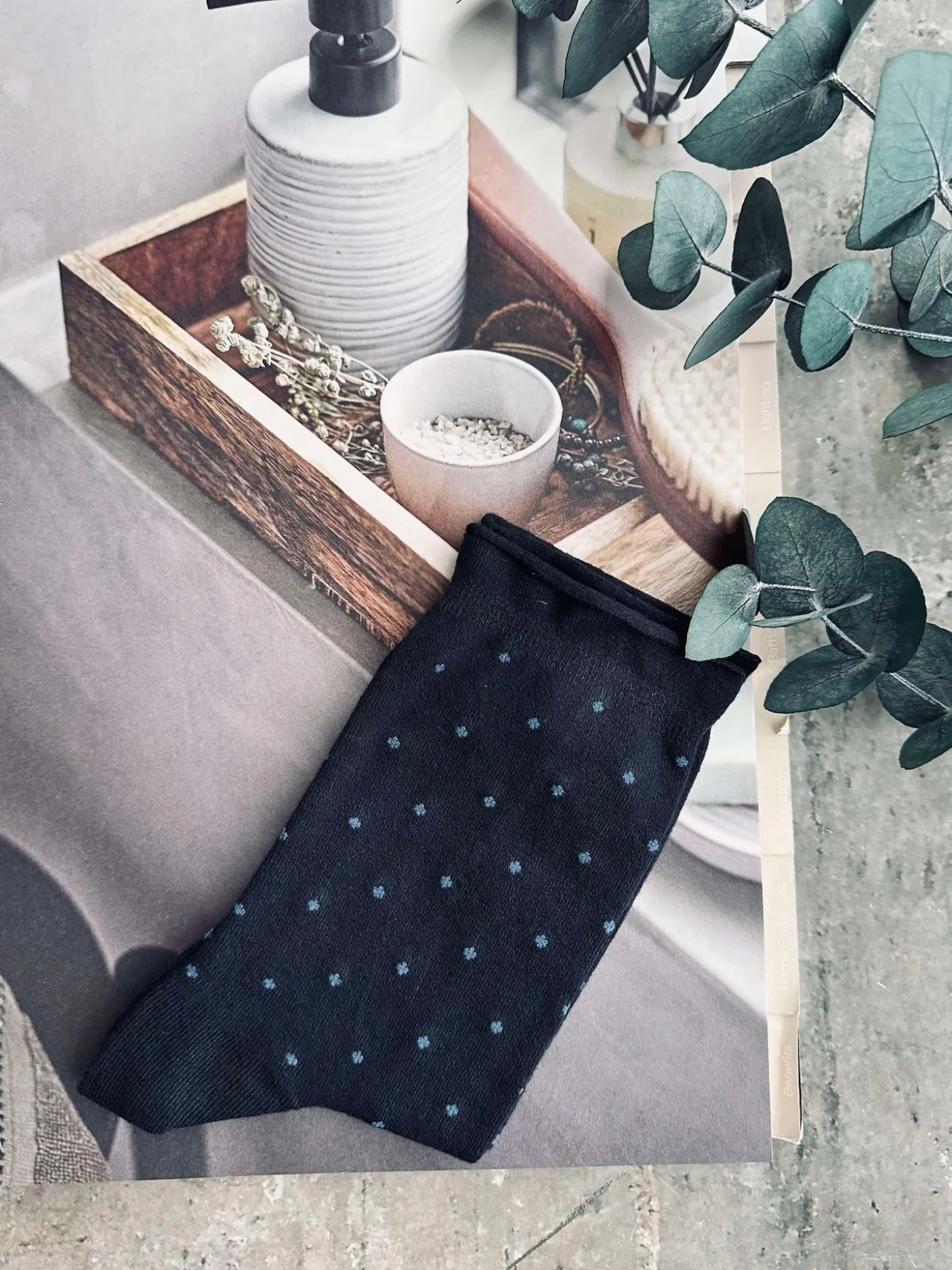 Strømper Bambus - Navy Dot