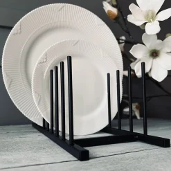Tallerken stativ i sort metal - 8 tallerkner