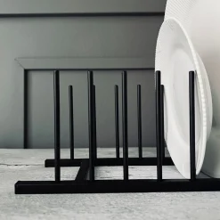 Tallerken stativ i sort metal - 8 tallerkner