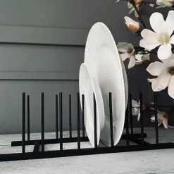 Tallerken stativ i sort metal - 8 tallerkner