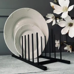 Tallerken stativ i sort metal - 8 tallerkner
