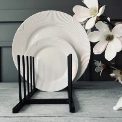 Tallerken stativ i sort metal - 8 tallerkner