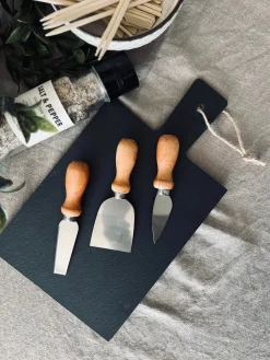 Tapas sæt med 3 knive og bræt i skiffer