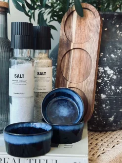 Tapas sæt med 3 skåle og fad - Blue mix