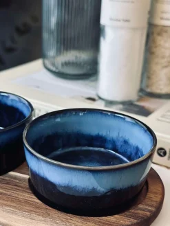 Tapas sæt med 3 skåle og fad - Blue mix