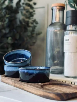 Tapas sæt med 3 skåle og fad - Blue mix