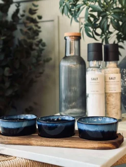 Tapas sæt med 3 skåle og fad - Blue mix