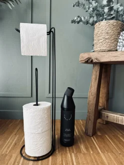 Toiletrulleholder på stativ – Sort metal