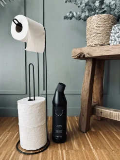 Toiletrulleholder på stativ – Sort metal