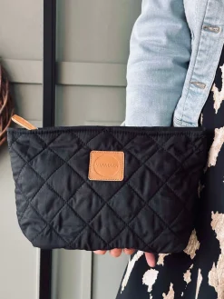 Toilettaske / clutch – Sort quilt