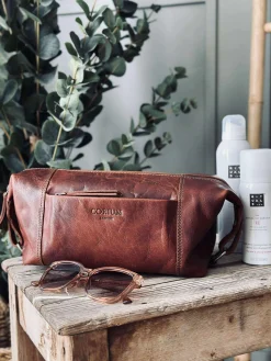 Toilettaske - Raw deluxe, Italien cognac