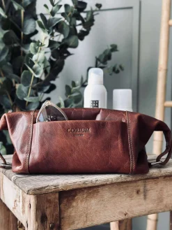 Toilettaske - Raw deluxe, Italien cognac