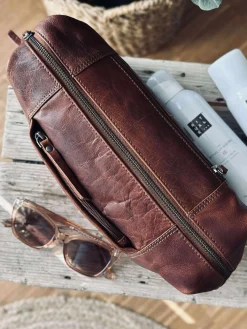 Toilettaske - Raw deluxe, Italien cognac