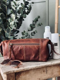 Toilettaske - Raw deluxe, Italien cognac