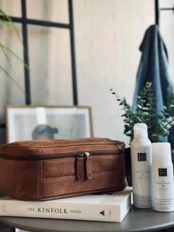 Toilettaske Cognac square