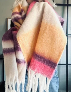 Tørklæde Ninna - Lilla / gul