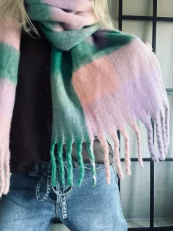 Tørklæde Ninna - Rosa / green