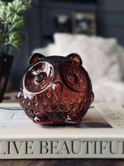 Ugle med led lys og timer - Small