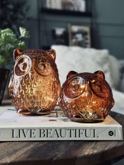 Ugle med led lys og timer - Small