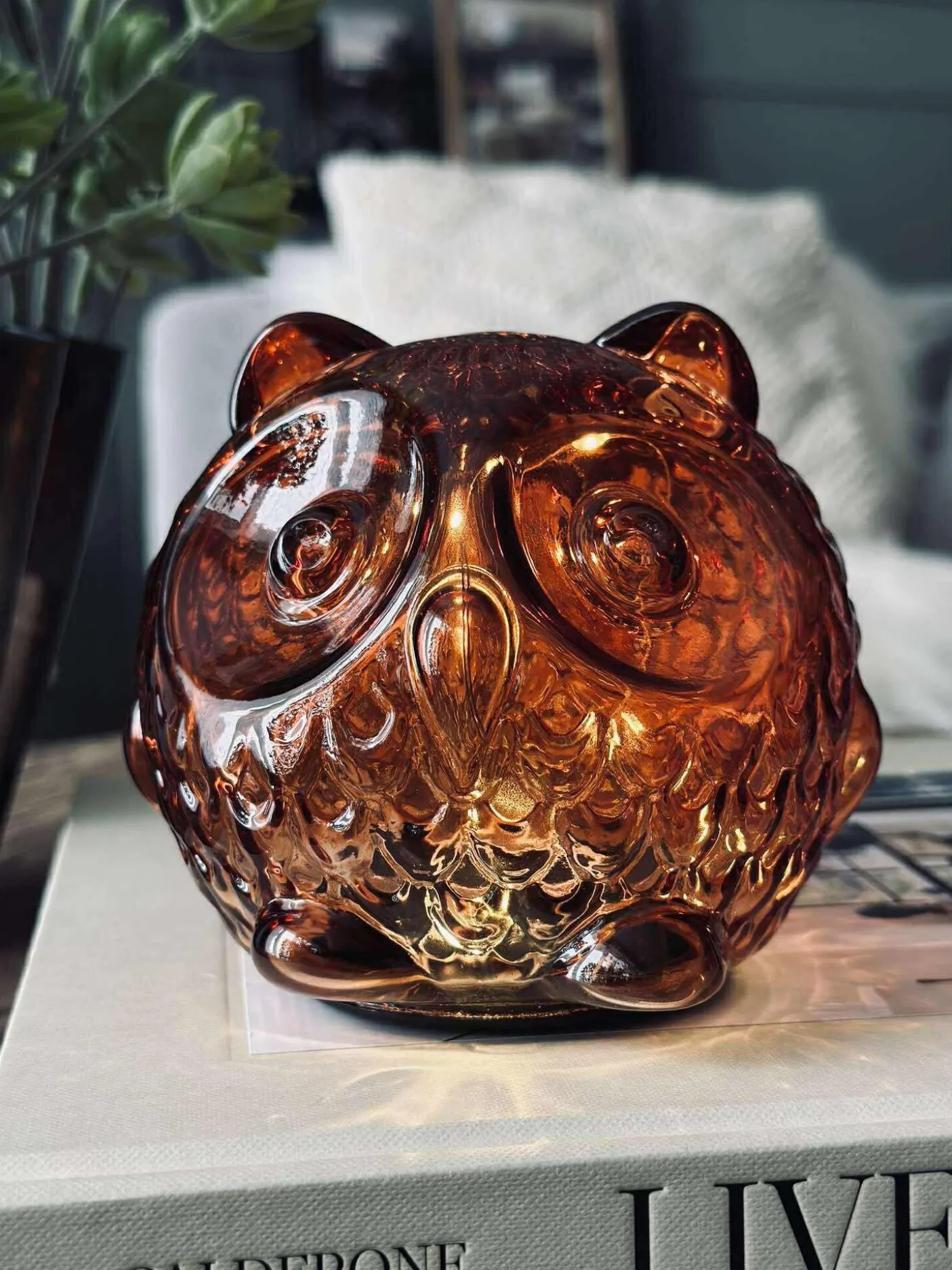 Ugle med led lys og timer - Small