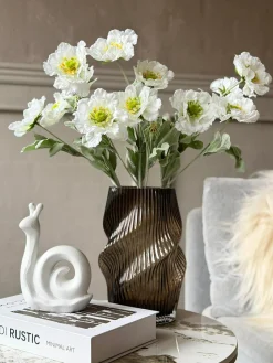 Valmue stilk 62 cm - Hvid