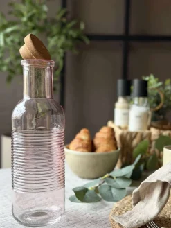Vandflaske med korkprop – Rosa 1 ltr.
