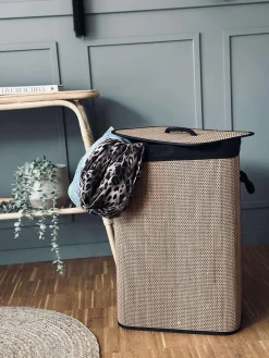 Vasketøjskurv i bambus - Black