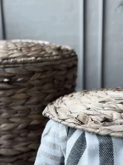 Vasketøjskurv i vandhyacint - 2 stk.