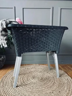 Vasketøjskurv med foldbar ben - Dark grey