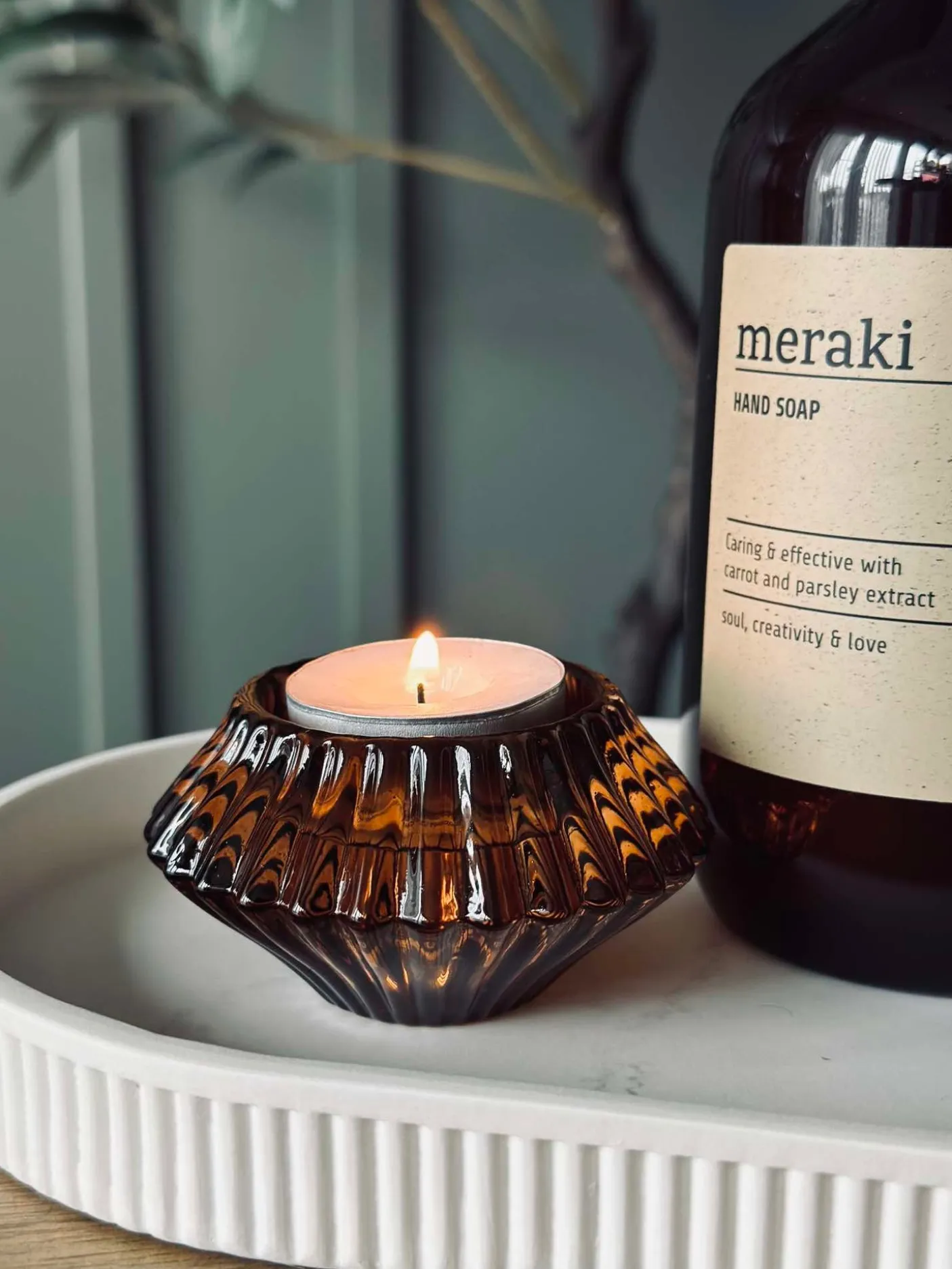 Vendbar Lysestage - Amber gylden