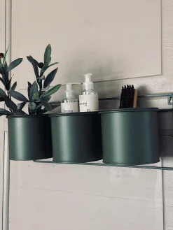 Væghængt stativ med 3 urtepotter - grøn