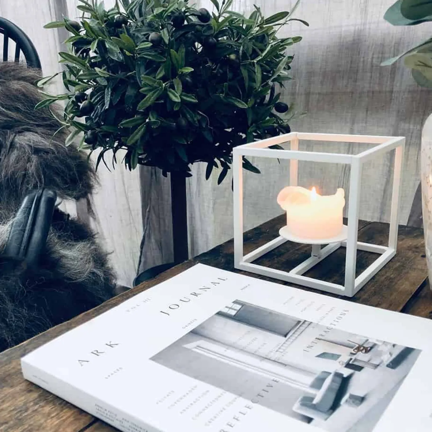 VIAMAJA Cube til bloklys - sæt af 2 stager – Hvid